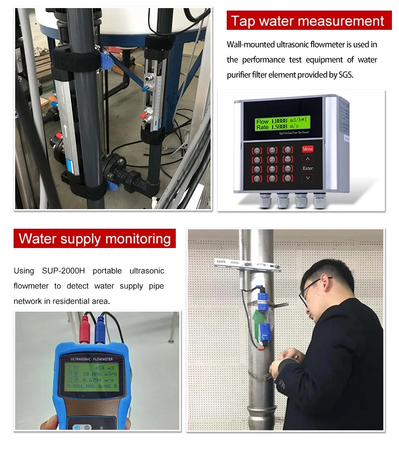 Wall mounted ultrasonic flowmeter test clamp on flow meter